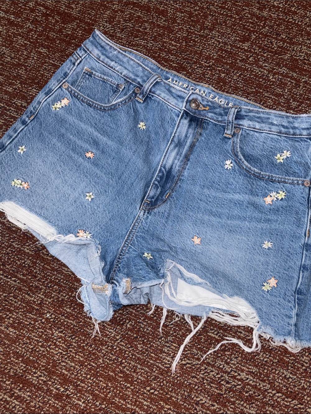 America Eagle Outfitters embroidered floral denim shorts distressed shorts 12